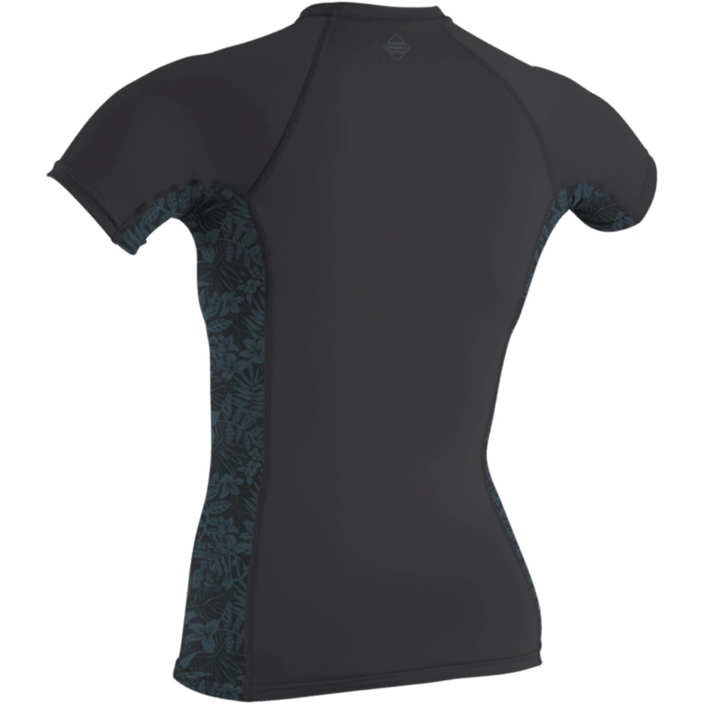 2026 O'Neill Womens Hyperfreak Skins Camisola De Lycra De Manga Curta 5694 - Tempered Steel / Shaded Island Sky